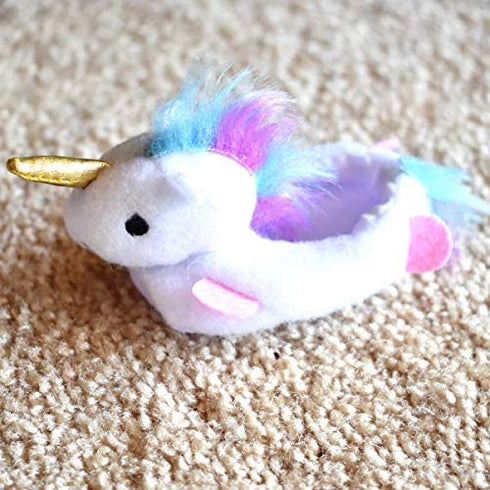 Sophia's Unicorn Slippers with Rainbow Hair and Gold Horn for 18 Inch Dolls, White