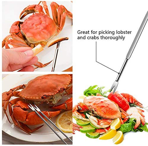 10 Pcs Seafood Tools Set - Crab Lobster Crackers Stainless Steel Forks Opener Shellfish Lobster Crab Leg Sheller Seafood Scissors