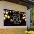Happy 60th Birthday Party Backdrop Banner, Extra Large Fabric Black Gold Cheers to 60 Years Backdrop Anniversary Decoration Background Banner for Men Women 60th Birthday Party Supply, 72.8 x 43.3 Inch