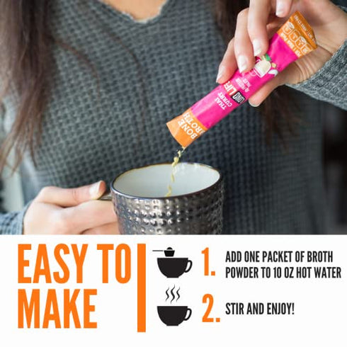 LonoLife - Thai Curry Beef Bone Broth Sticks - 10g Collagen Protein - Grass-Fed, Gluten-Free - Keto & Paleo Friendly - Portable Individual Packets - 4 count