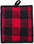 DII Buffalo Check Kitchen Collection, Classic Farmhouse Kitchen Set, Potholder, Red & Black, 2 Piece