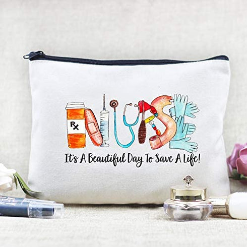 Kimoli Gifts for Nurses Nurse Gifts for Women Makeup Bag Canvas Cosmetic Bag Cute Pouch for Purse (Style-E)