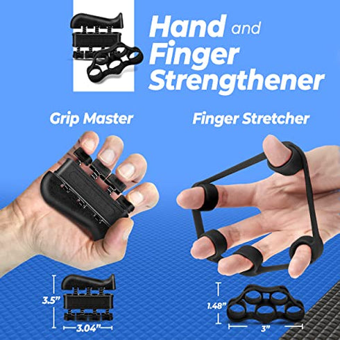 Grip Strength Trainer Kit (5 Piece Set), Adjustable Hand Grip Exerciser Strengthener, Hand Strengthener, Forearm Strengthener, Hand Squeezer Grip Strength, Strength Training Hand Strengtheners