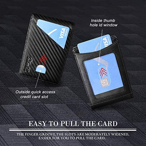 Zitahli Mens Slim Wallet with Money Clip RFID Blocking Bifold Credit Card Holder for Men with ID Window and Gift Box, Fitting up to 10 Cards
