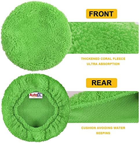 eFuncar Car Windshield Cleaning Tool Bonnets - 6 Pack, 5” Windshield Cleaner Wand Cloths Replacement Pads Thickened Green Coral Fleece Car Window Glass Cleaner Bonnets