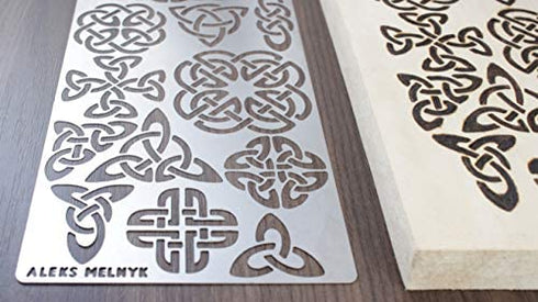 Aleks Melnyk #32 Metal Journal Stencil, Pyrography Celtic Patterns, Wicca Stencil, Celtic Knot Stencil, Viking Stencil, Wood Burning Template, Wood Carving Stencil, Bullet Journaling