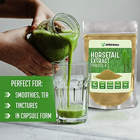 XPRS Nutra Horsetail Extract Powder for Hair, Nail, and Bone Growth - High Potency Horsetail Root Powder - High Silica Content for Maximum Growth - Vegan Friendly Horstail Extract (8oz)