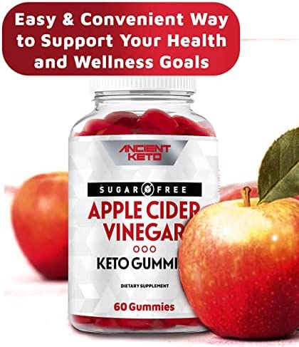 Sugar Free Keto ACV Gummies, Apple Cider Vinegar Gummy with The Mother, Sugarless, Cleanse & Detox, Healthy Weight, Immune Support, Gut Health, Vegan by Ancient Keto…