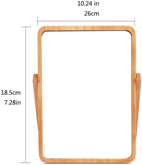 AlierKin Tabletop Vanity Makeup Mirror, Rectangle, Pine Wood