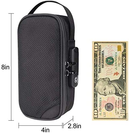 FIREDOG Smell Proof Bag with Lock, Carbon Lined Odor Proof Case Containers for Travel Storage (Black, 8x4x2.75 Inch)