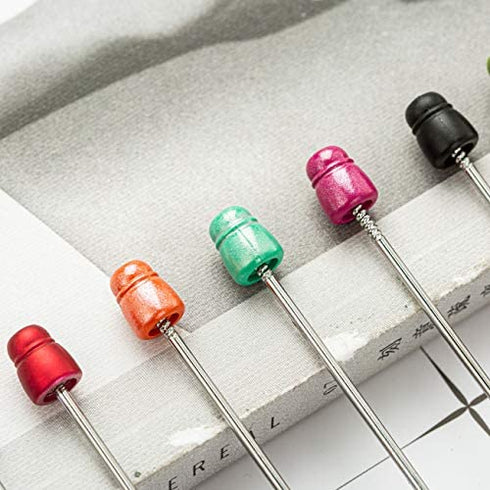 PASISIBICK Plastic Beadable Pens, Assorted Bead Pens for DIY PPL Gift with Shaft Black Ink, 10 Pieces