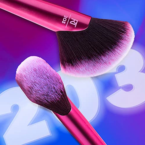 Real Techniques Rebel Edge Makeup Brushes, Cropped Brush Heads for Powder, Eyeshadow, Highlighter, and Blush, Set of 3