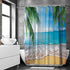 Allenjoy Tropical Beach Shower Curtain Summer Seaside Scene Ocean Island Palm Tree Bathroom Decorations Curtain Durable Bathtub Showers Decor with 12 Hooks 72x72 Inch