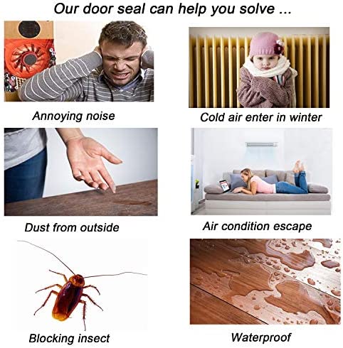 Self Adhesive Door Sweep Draft Stopper - Camel Home Weather Stripping Rubber Under Door Bottom for Interior Doors Seal Strip Insulation for Weatherproof, Soundproof, 2" W X 39" L, 2" W X 39" L (Black)