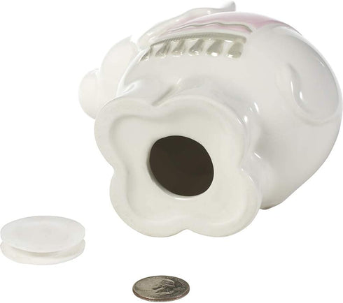 Precious Moments Baby Ceramic Figurine Elephant Money Bank, One Size, Pink
