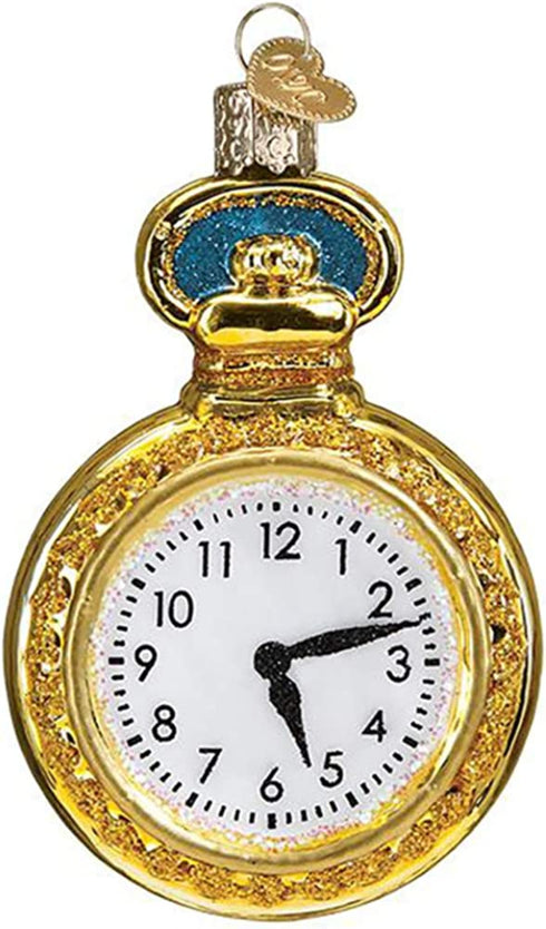 Old World Christmas Pocket Watch Glass Ornament Free Box 32423 New