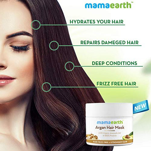MAMAEARTH Anti-Hairfall Mask with Argan and Avocado Oil, Made in the Himalayas- Hypoallergenic, Toxin-free, All Natural with Organic Ingredients