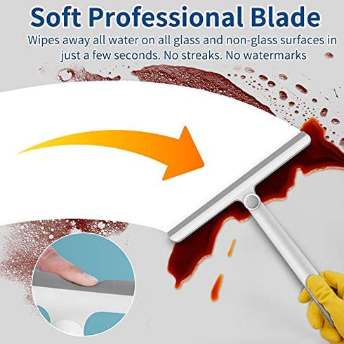 Shower Squeegee for Shower Doors, Shower Squeegee for Glass Doors, Bathroom, Mirrors, Windows Cars and Tile Walls, Silicone Handle Shower Squeegee 12 Inch ?Grey,2 Pack?