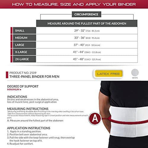 OTC Three-Panel Body Elastic Abdominal Binder for Men, White, XX-Large