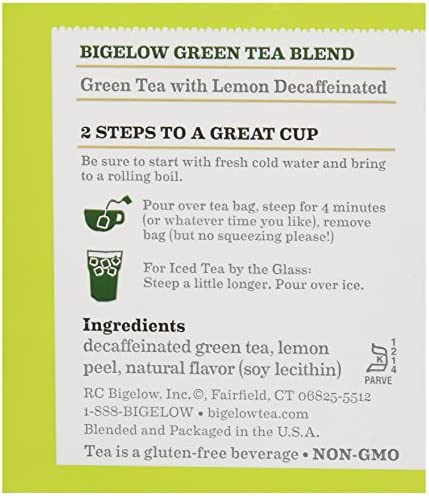 Bigelow Tea Green Tea with Lemon, Decaf, 20 ct