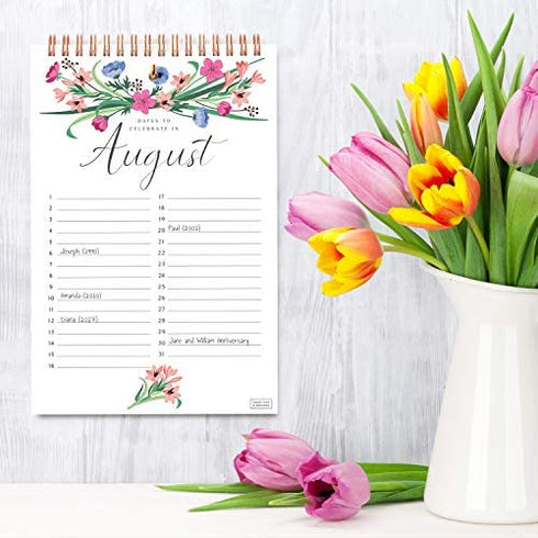 Sweetzer & Orange Perpetual Calendar. 12 Month Office or Family Wall Calendar. 6x9” Floral Flip Calendar Design. Perpetual Birthday Calendar Wall Hanging, Anniversary Calendar and Monthly Planner