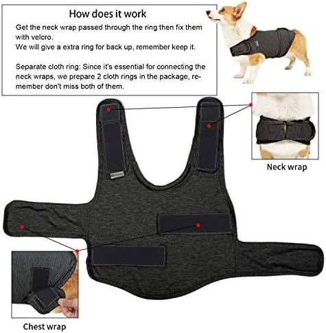 Apetian Anxiety Vest for Dogs Thunder Jacket Calming Shirts for Dogs Anxiety Jacket Dog Compression Vest Calming Wrap (A1-Dark Grey, Large)