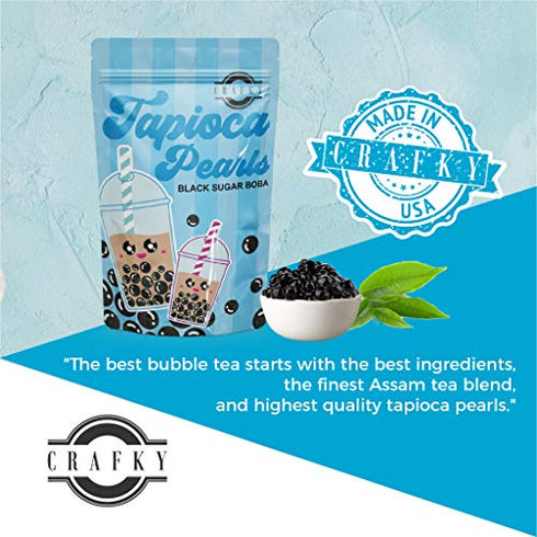 Crafky DIY Bubble Tea Kit, Complete with Boba Tapioca Pearls, Straws, and DIY Tea Bags Premium Bubble Tea Gift Set