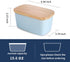 KOOV Porcelain Large Butter Dish with Lid for Countertop, Airtight Butter Container with Oak Lid, Butter Crock, Perfect for 2 Sticks of Butter, Texture Series (Sky)
