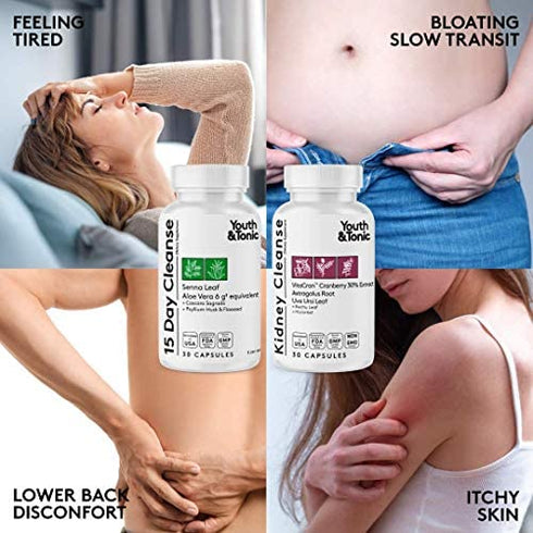 Full Body Cleanse Detox for Women & Men to Flush Out Residual Waste & Excess Water Weight | Colon Kidney Urinary Tract & Fluid Loss Support | Diuretic Pills for Belly Bloat & Swelling to Feel Lighter