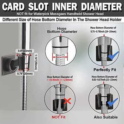Shower Head Holder Adjustable Handheld Shower Head Bracket Adhesive Shower Wall Mount Holder Brass Shower Wand Holder Oil-Rubbed Bronze, Drill Free Glue Installation