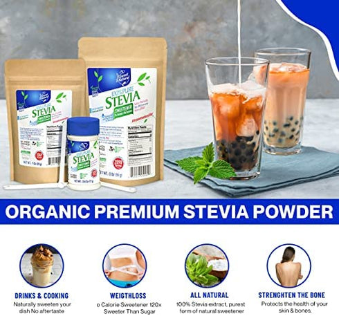Stevia Powder 100% Pure, 0.6 Oz, No Artificial Sweetener, 620 Servings | Stevia Green Leaf Extract | Zero Calorie & Keto Friendly, Pure Stevia Powder