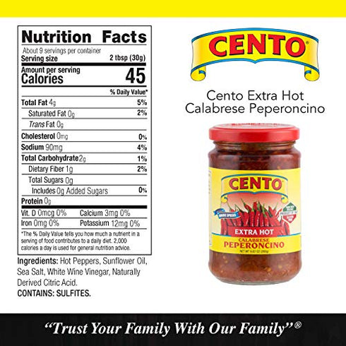 Cento Extra Hot Calabrese Pepperoncino Hoagie Spread, 9.87 Ounce