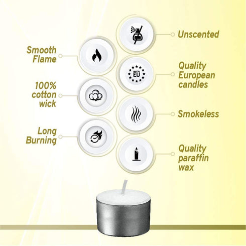 BOLSIUS 60 Count White Tealight Candles - Unscented Lights with 8 Hour Burning Time - Premium European Quality - Special for Weddings, Home Decor, Spa, Restaurants, Parties, and Special Occasions