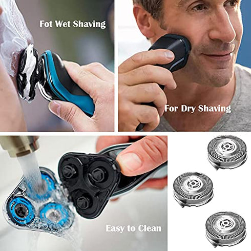 SH50/52 Replacement Heads for Philips Norelco Series 5000 Electric Shaver, Replacement Blades Head Fit for Phillips Series 5000 (S5xxx), AquaTouch (S5xxx), PowerTouch (PT8xx, PT7xx), 3-Pack with Brush