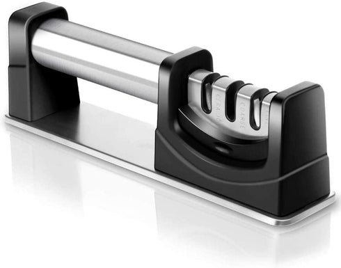 Professional Knife Sharpener - Kitchen 3 Stage Knife Sharpener, Diamond, Tungsten Steel and Ceramic Rod, Safe and Easy to Use