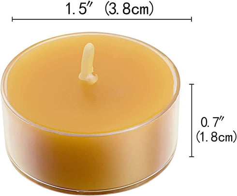 Natural Beeswax Tea Candles, DEYBBY 20 Pack Handmade Beeswax Candles, Clear Cup, Great for Home Decoration