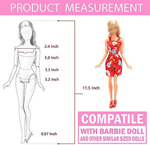 BM 75 Pieces Doll Clothes and Accessories for 11.5 Inch Girl Doll Include 15 Pcs Party Dresses, 10 Pcs Shoes, 10 Pcs Bags, 40 Pcs Different Doll Accessories