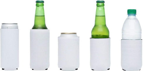 Snertz 10 Pack Slim white Blank DIY Sublimation Durable Neoprene Insulated Skinny Beer, Seltzer,Can Holder Cooler Sleeve Coolies Fits 12 Oz Cans.