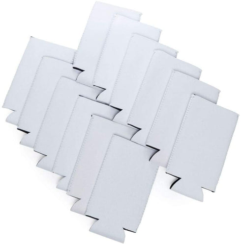 Snertz 10 Pack Slim white Blank DIY Sublimation Durable Neoprene Insulated Skinny Beer, Seltzer,Can Holder Cooler Sleeve Coolies Fits 12 Oz Cans.