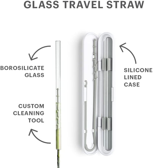 SOMA Glass Straw with Silicone Lined Travel Case and Cleaning Tool, 8-inch, Blush (501-16-01)