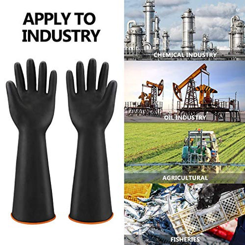 Chemical Resistant Rubber Gloves, ENPOINT Waterproof Heavy Duty Industrial Natural Latex Safety Work Glove Reusable Forearm Protection, Chemical/Mechanical/Oil/Acid/Alkali Resistant, 1 Pair XXL