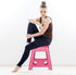 Acko 16 Inches Super Strong Folding Step Stool for Adults, Kitchen Stepping Stools, Garden Step Stool Pink