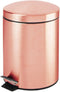 mDesign Modern 1.3 Gallon Round Small Metal Step Trash Can Wastebasket, Garbage Container Bin - for Bathroom, Powder Room, Bedroom, Kitchen, Craft Room, Office - Removable Liner Bucket - Rose Gold