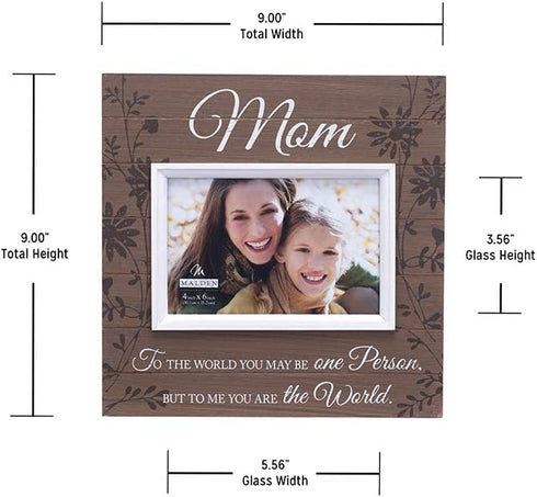 Malden International Designs Sun Washed Words Mom Walnut Distressed Picture Frame, 4x6, Walnut
