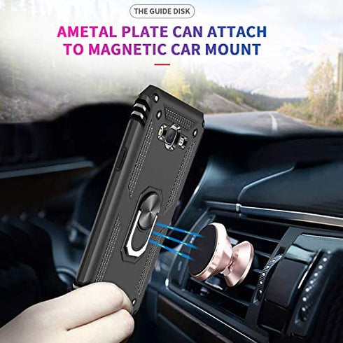 LeYi Compatible for Samsung Galaxy J7 Case,J7 2015/ SM-J700 Case with HD Screen Protector, Military-Grade Rotating Kickstand Full-Body Protective Phone Cover Case for Samsung Galaxy J7 2015,Black