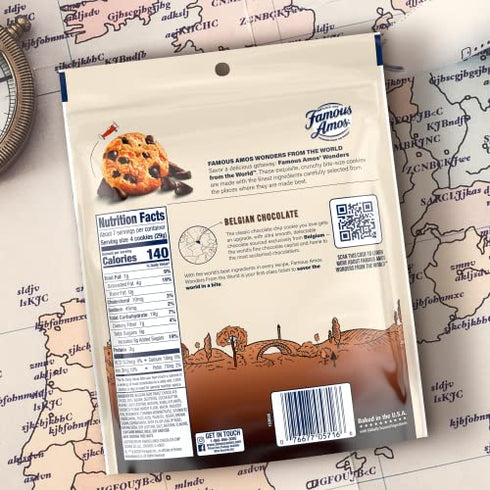 Famous Amos Wonders of the World Belgian Chocolate Chip Cookies | Bite-Sized Gourmet Chocolate Chip Cookies in a Resealable 7 oz Bag (Pack of 1)