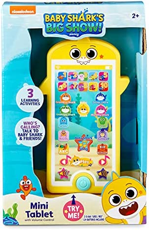 WowWee Baby Shark's Big Show! Mini Tablet for Kids – 123 and ABC Learning Toys for Toddlers – Kids Tablets (Handheld)