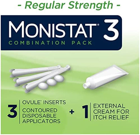 MONISTAT 3-Dose Yeast Infection Treatment For Women, 3 Ovule Inserts & External Itch Cream