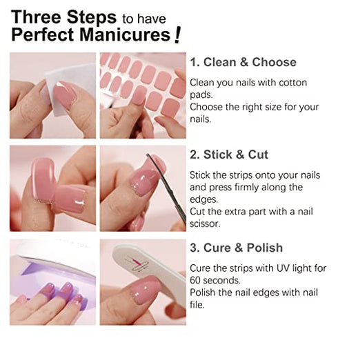 DANNI & TONI Semi-Cured Nail Strips (Take Me to Church) Gel Nail Stickers White Tip French Manicure Kit Wedding Nail Polish Strips 28 Stickers