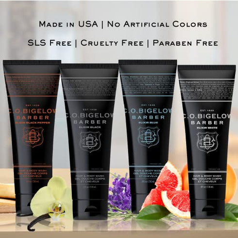 C.O. Bigelow Men's Hair and Body Wash, Elixir White, No. 1607, 8 fl oz, Mens Body Wash & Shampoo, Citrus & Bergamot Moisturizing Mens Shampoo & Body Cleanser